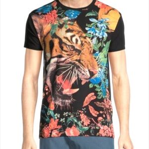 Heads or Tails Rhinestone Floral Tiger Graphic Tee Shirt Men’s Medium Streetwear